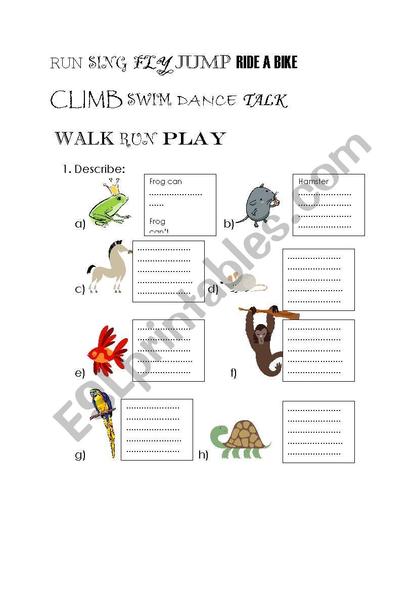 ANIMALS ABILITIES worksheet