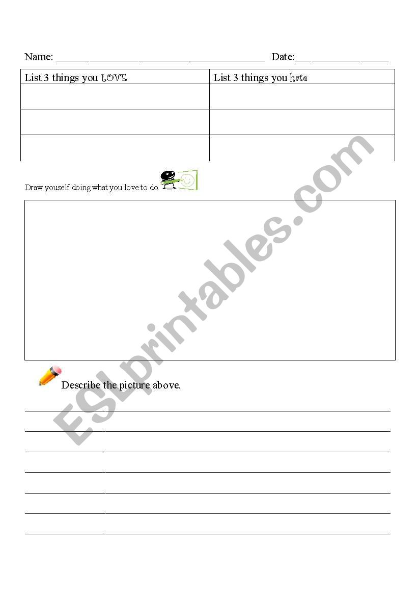 Tell Me About Yourself Printable Worksheet 3rd Grade