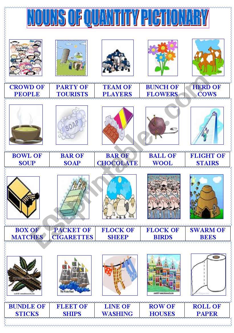 Nouns Of Quantity Pictionary ESL Worksheet By Encarnara