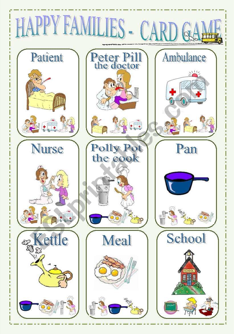 Happy Families - Card Game Part 1 - ESL worksheet by lilianac