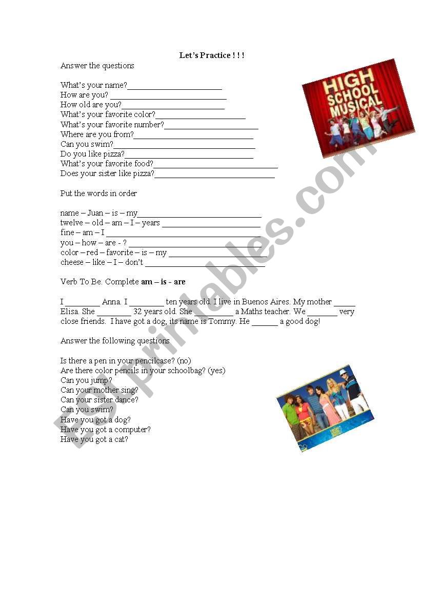 primary school practice worksheet