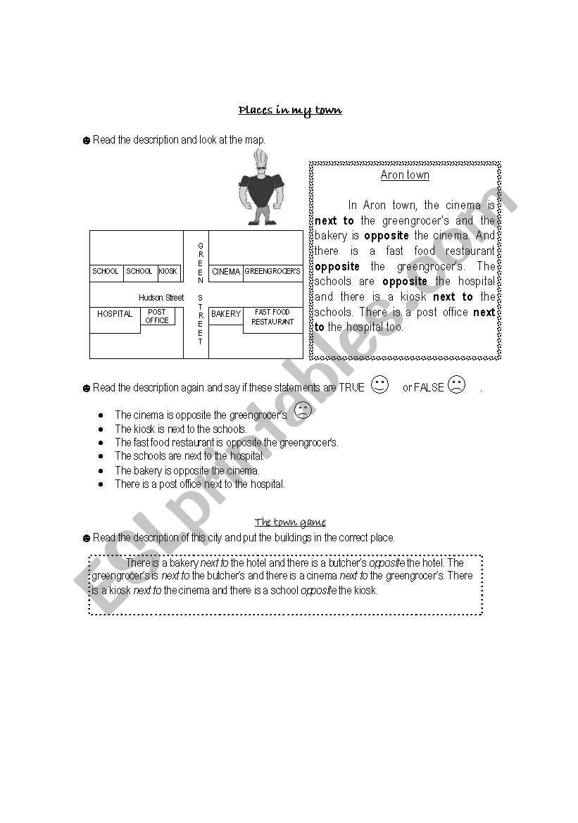 places in town worksheet