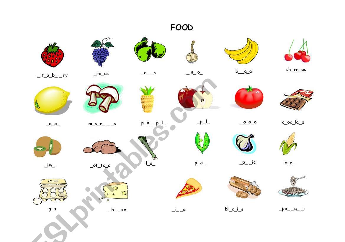 FOOD worksheet