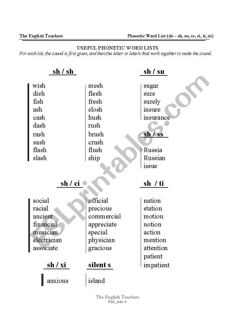 5 phonetics Sound 5 English Sheets Phonetic worksheets: