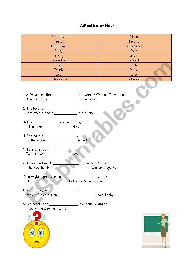 ADJECTIVE OR NOUN? worksheet