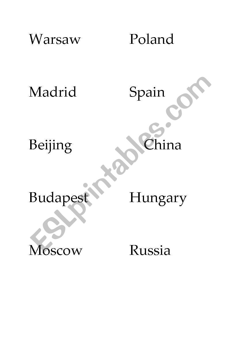 match the country to the city game