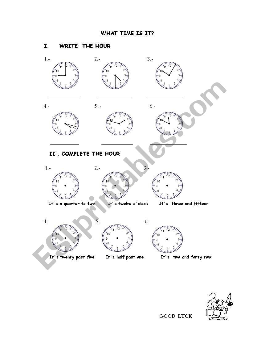 WHAT TIME IS IT? worksheet