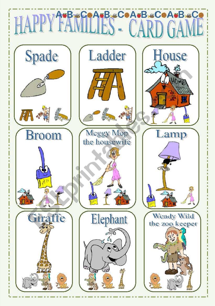 Happy Families - Card Game New Set!!! - ESL worksheet by lilianac