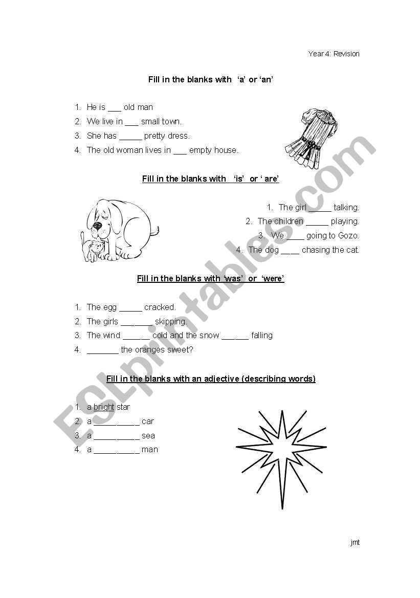 General Revision on a variety of grammar concepts