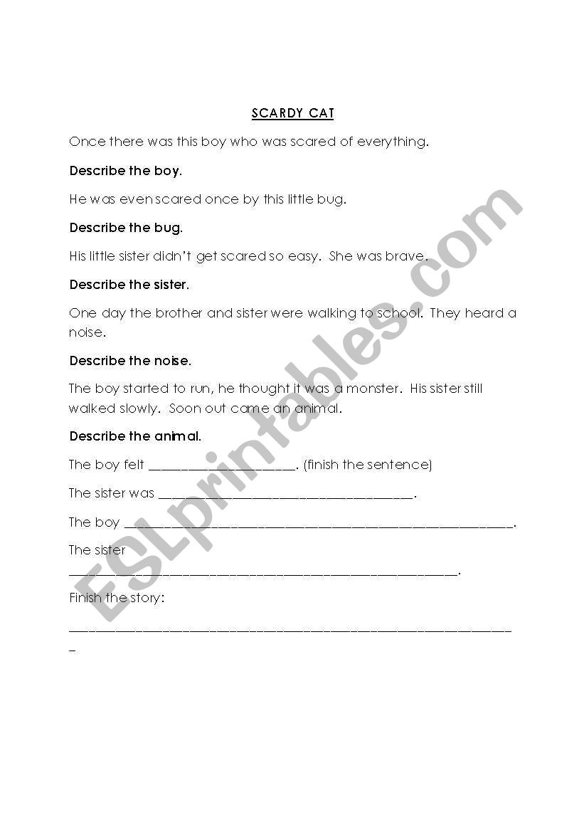 SCARDY CAT WRITING STORIES worksheet