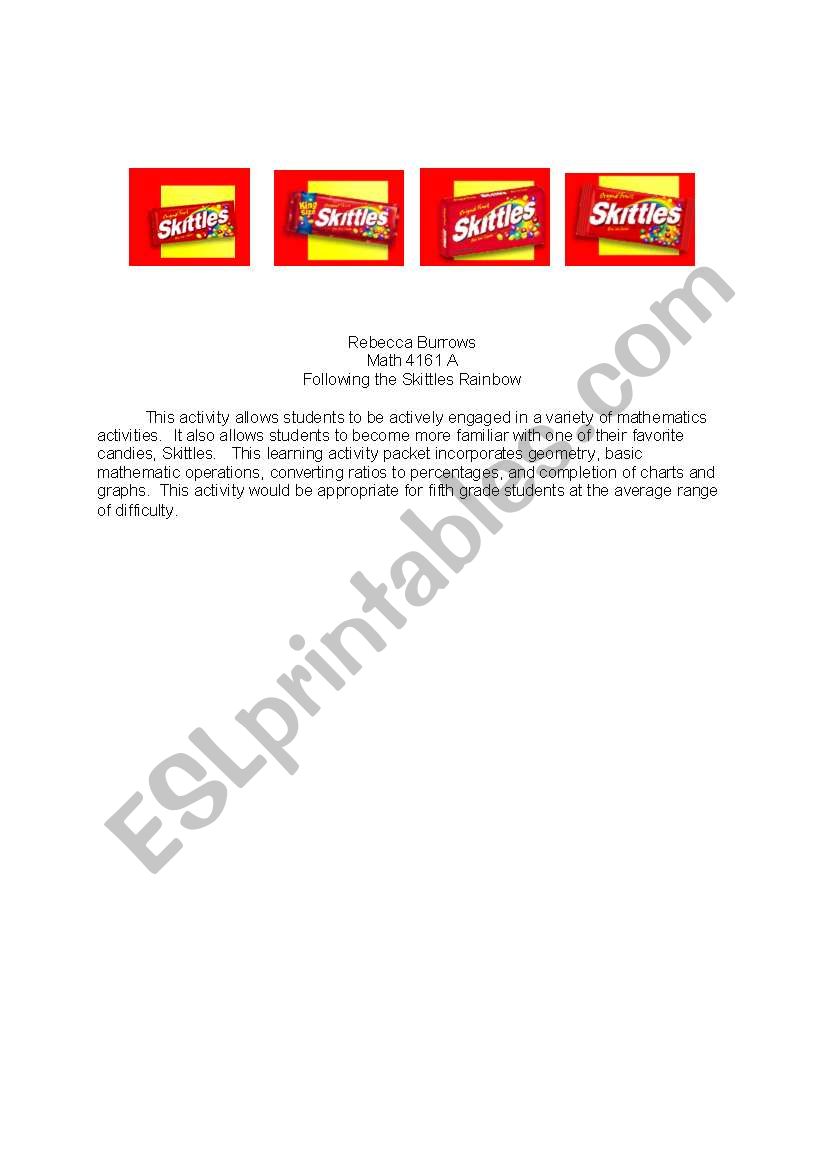 Skittle Math worksheet