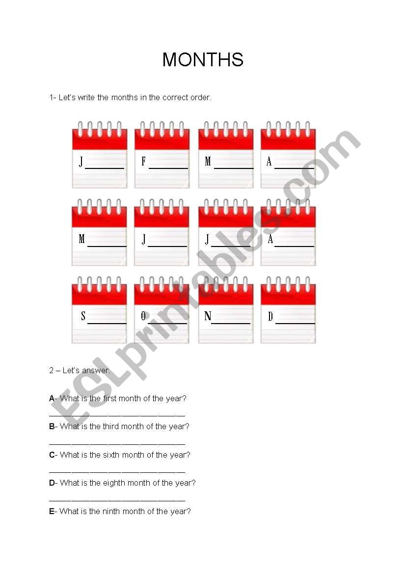 Months worksheet