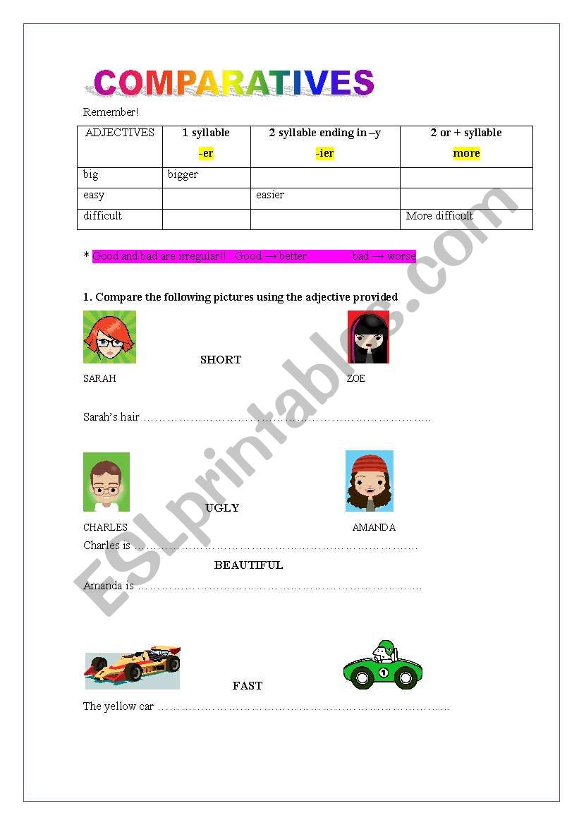 Comparatives worksheet