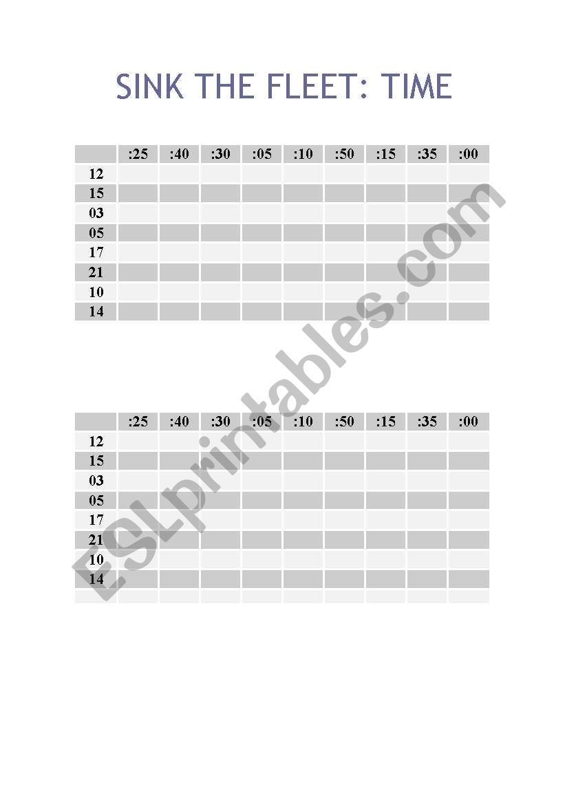 sink the fleet: time worksheet