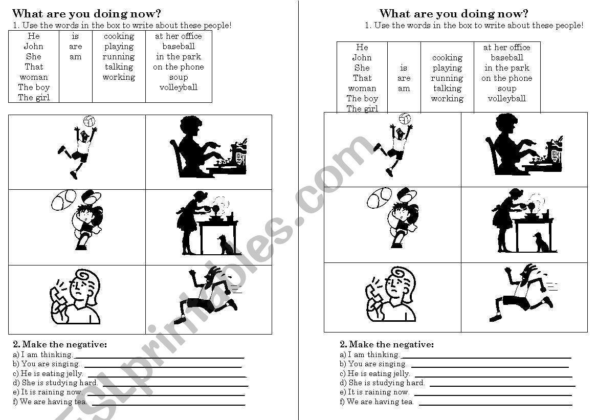 What are they doing now? worksheet