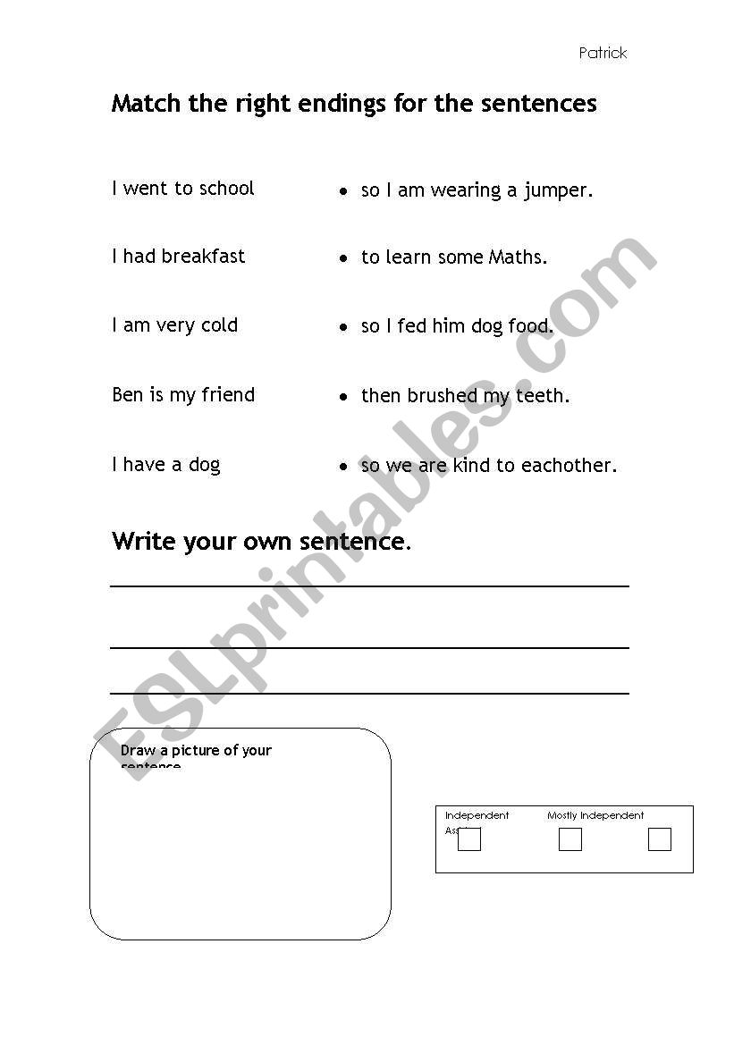 Sentences worksheet