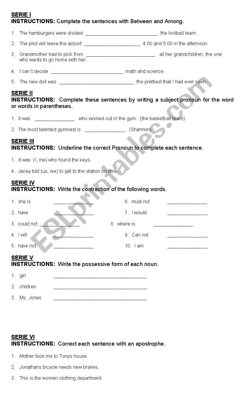 English Test worksheet