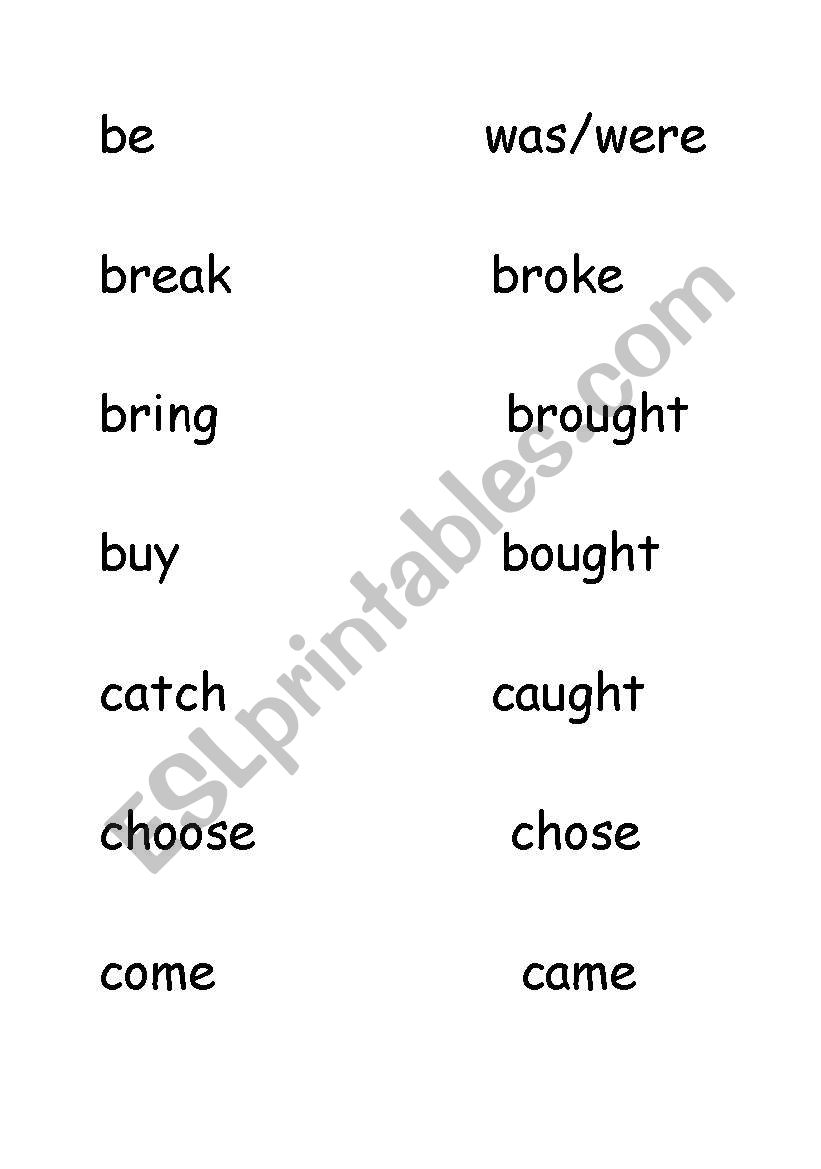 pas t verbs snap worksheet