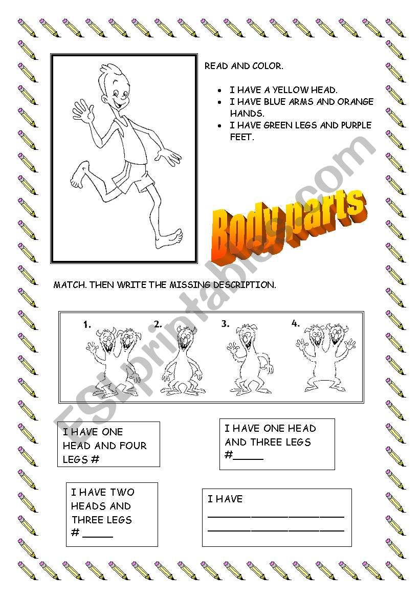 BODY PARTS worksheet