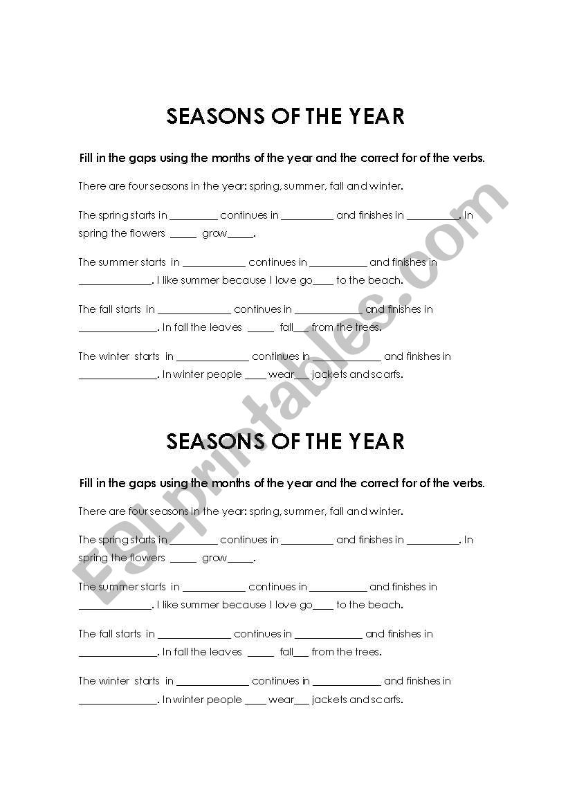 SEASONS OF THE YEAR worksheet