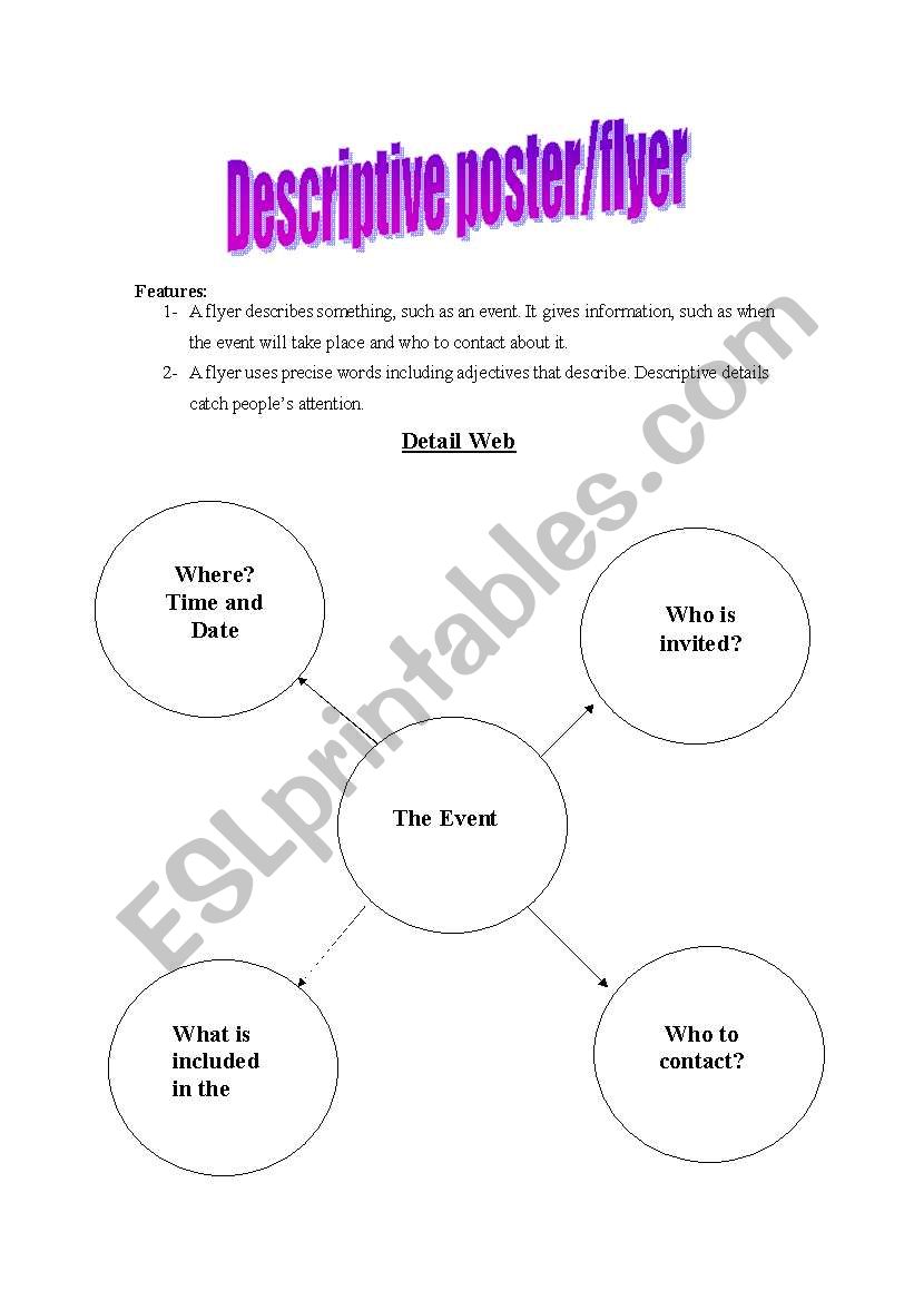 Descriptive flyer/poster worksheet