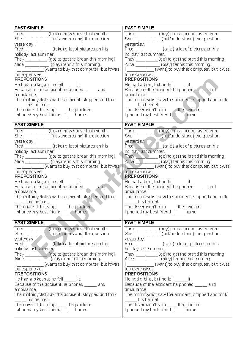 Simple past and prepositions - pop quiz