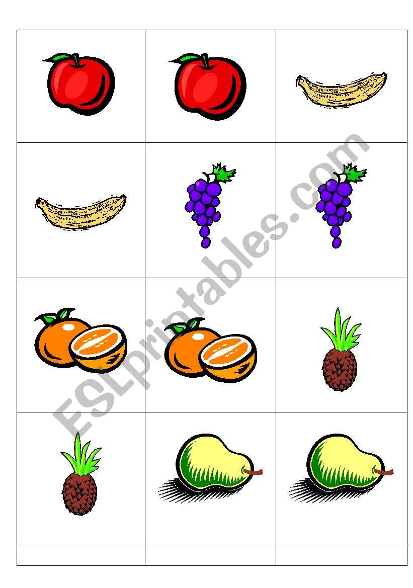fruits memory game worksheet
