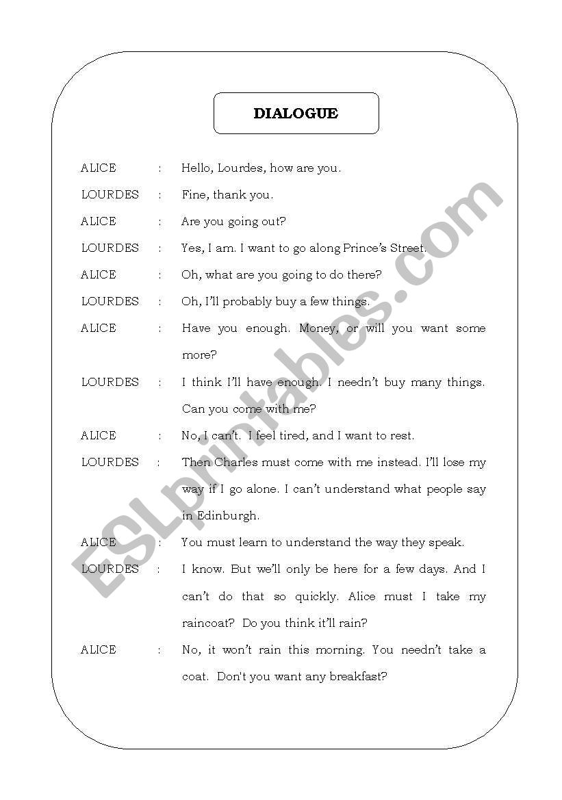 Dialogue worksheet