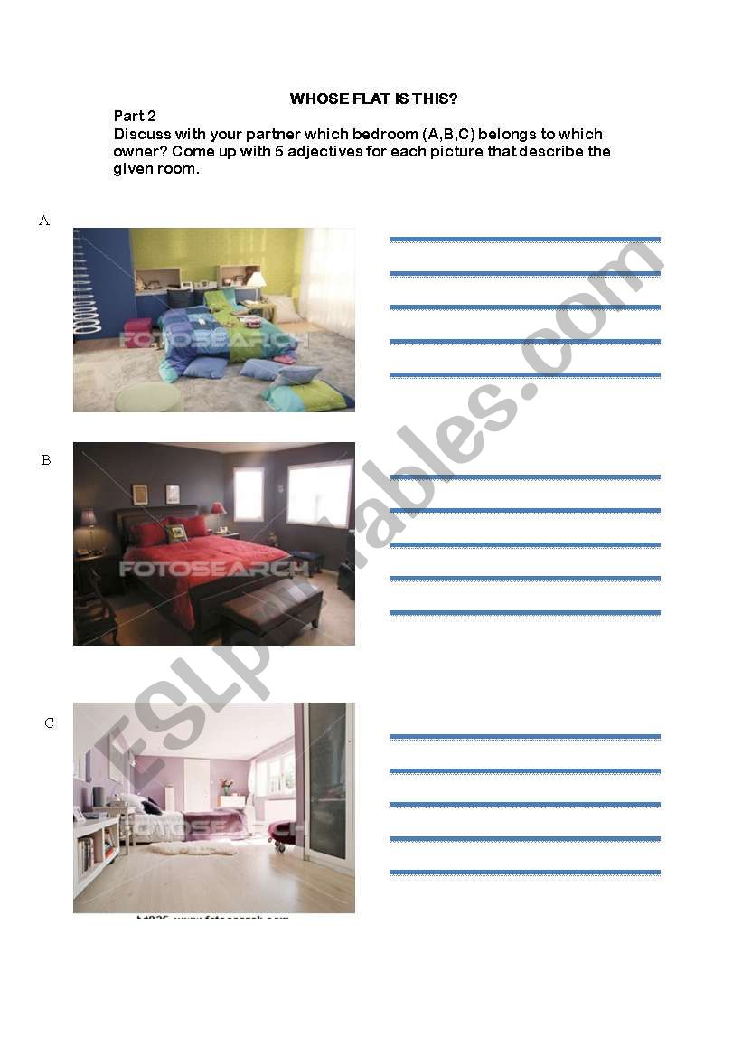 Whose flat is this? Part 2 worksheet