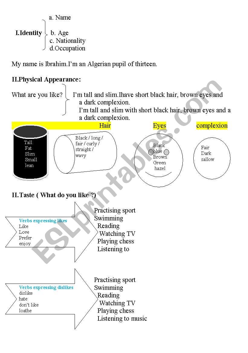 English worksheets: Describing people´s physical appearances