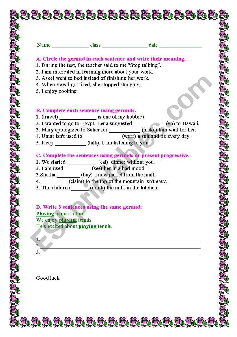 practice the gerunds in this nice worksheet