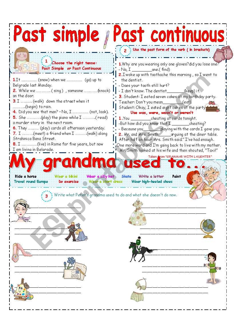 Past Simple And Past Continuous Used To ESL Worksheet By Jelenac