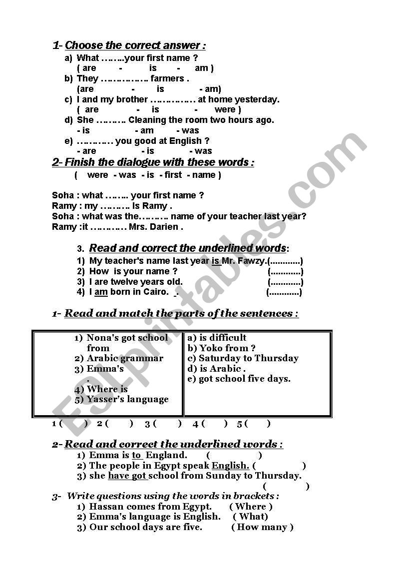 general exercises  worksheet