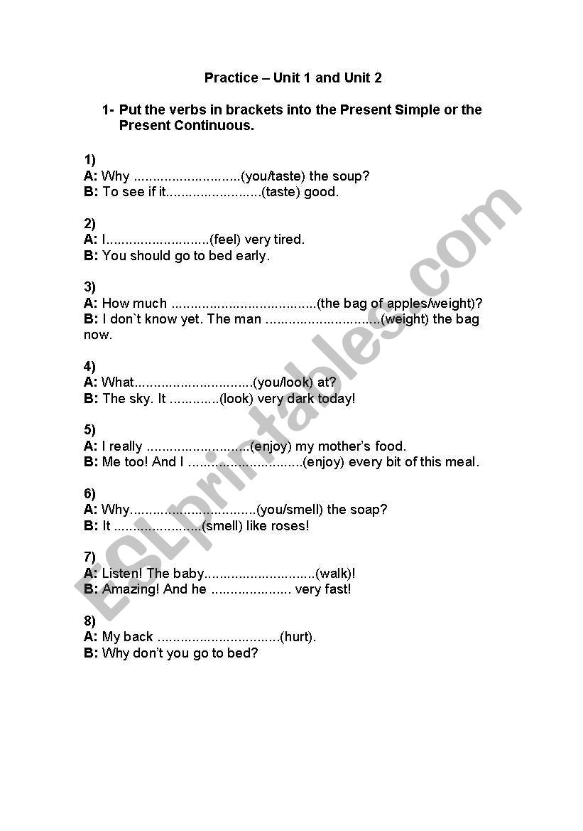 Present Tenses and Past Tenses