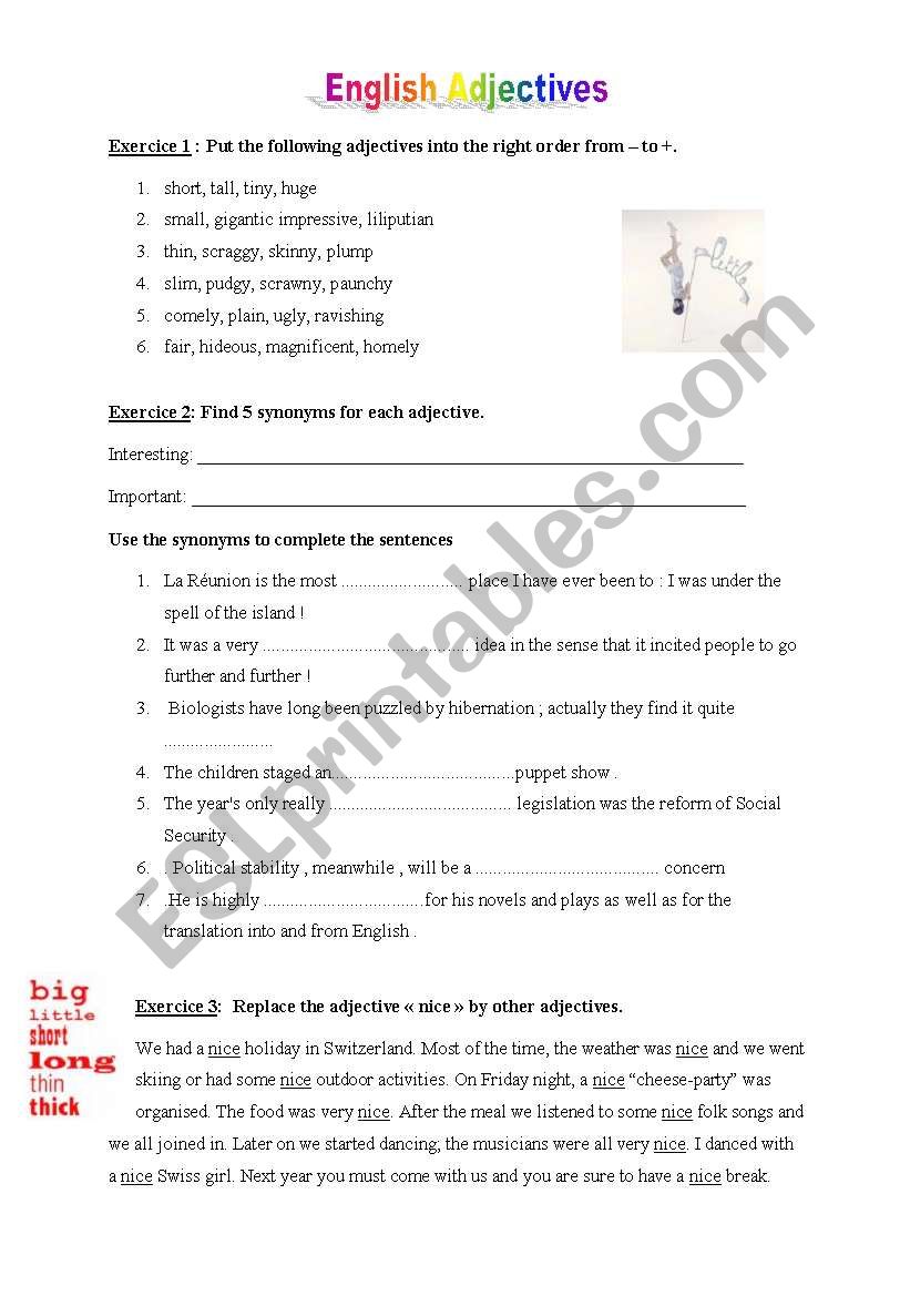 Adjectives worksheet