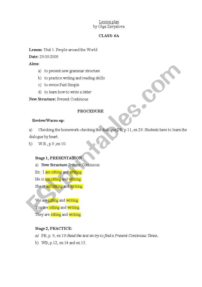 Lesson plan worksheet