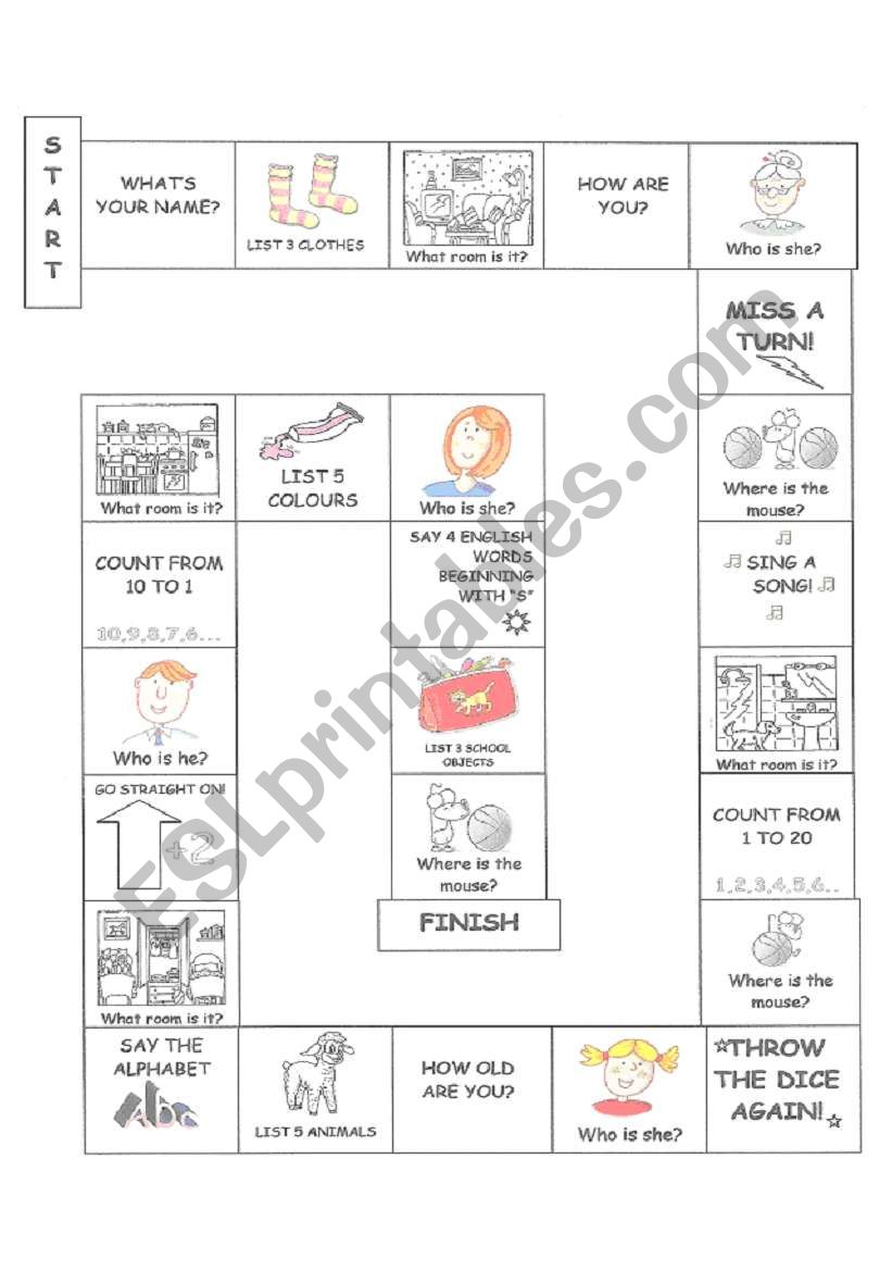 PLACE PREPOSITIONS SNAKES AND LADDERS