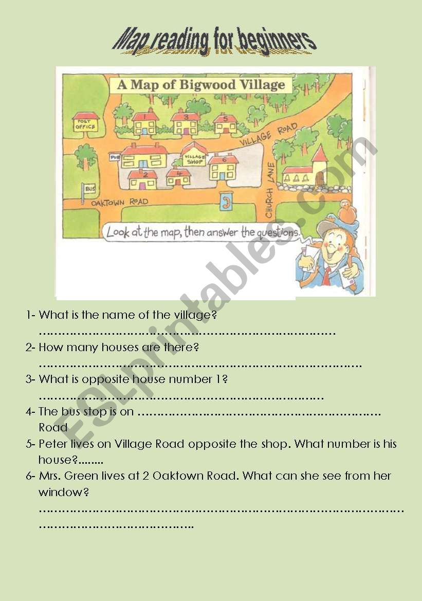 Map Reading Activity Worksheet