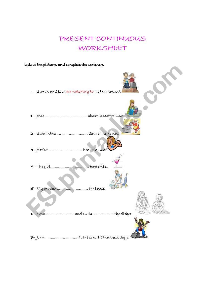 present continuous worksheet