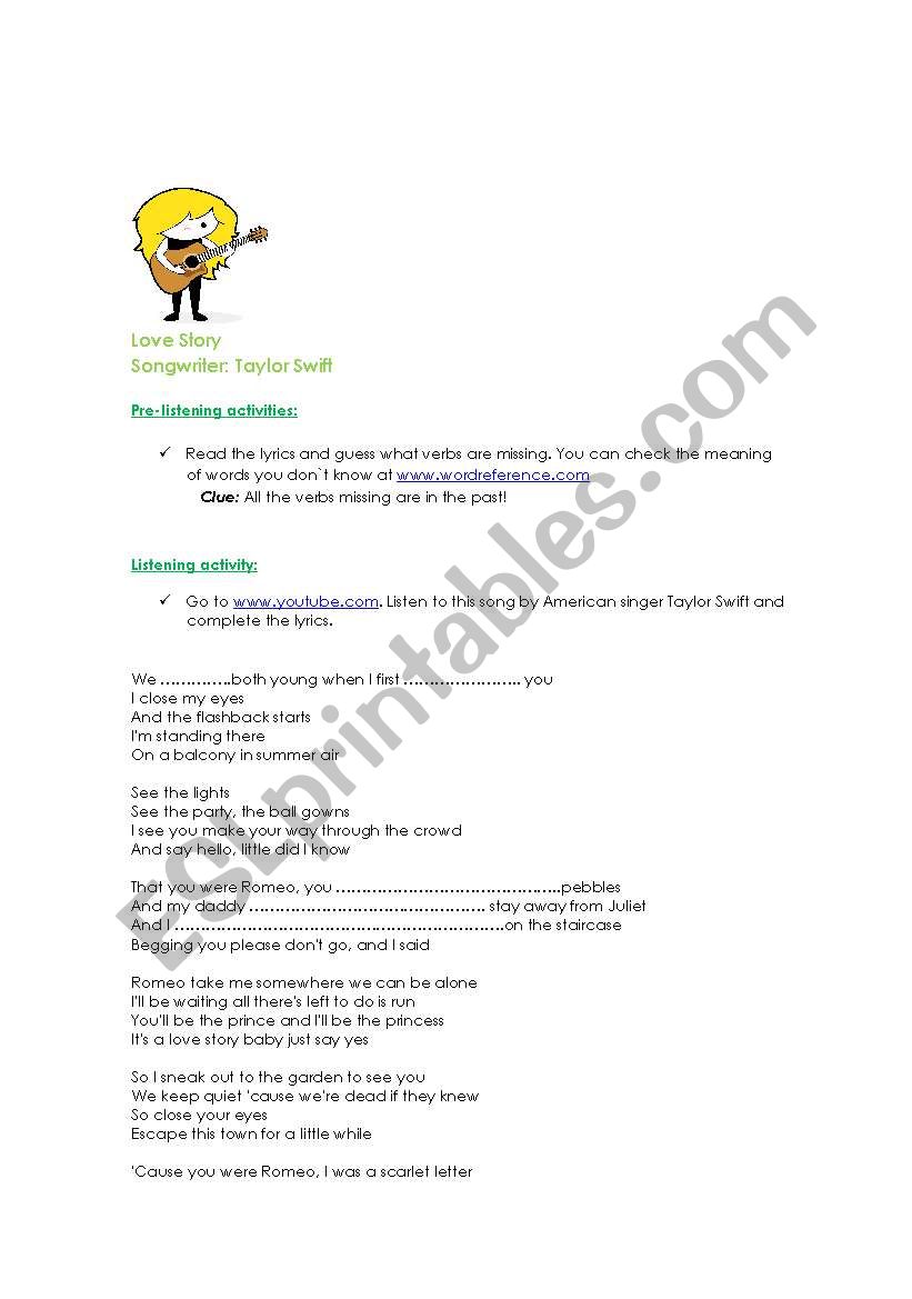 Song: Love Story  worksheet