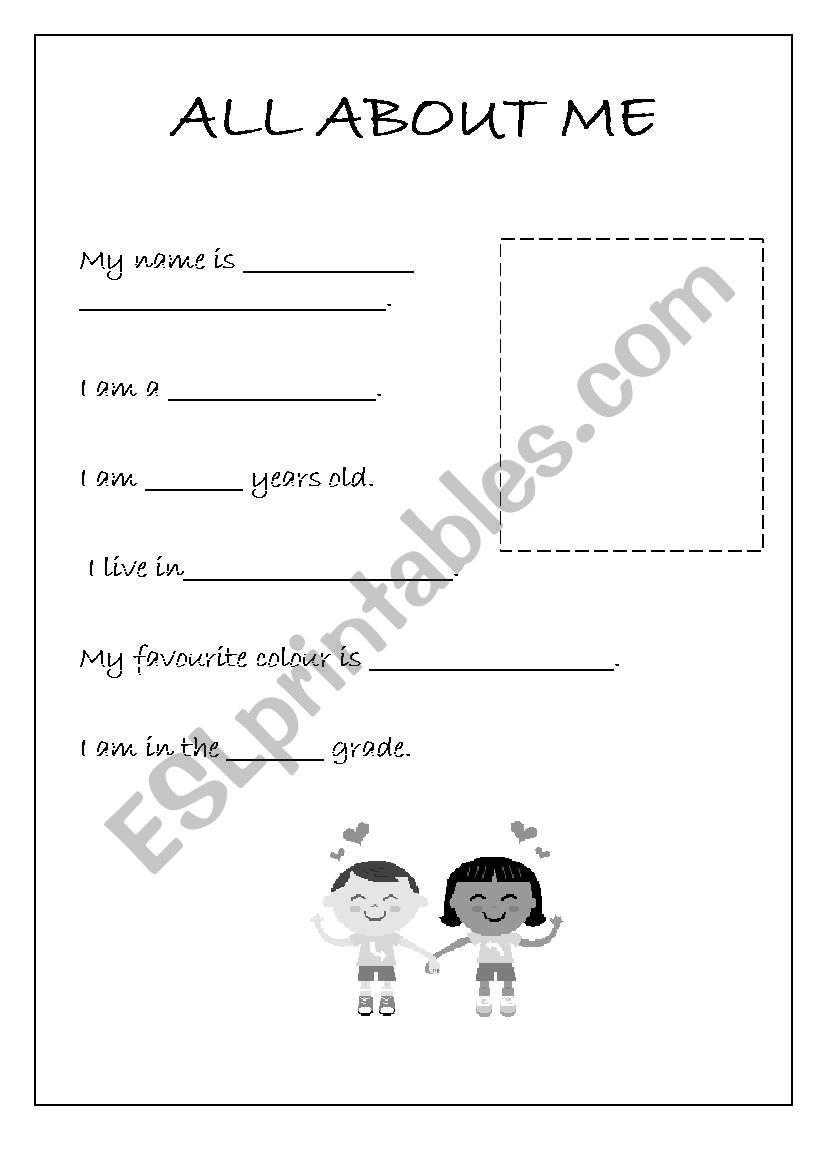 All about me - ESL worksheet by ritinha23