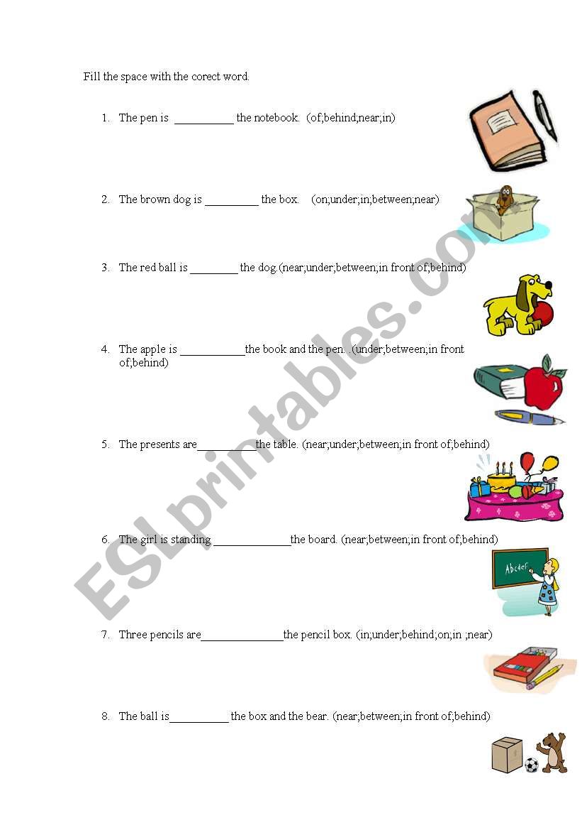 preposition e worksheet