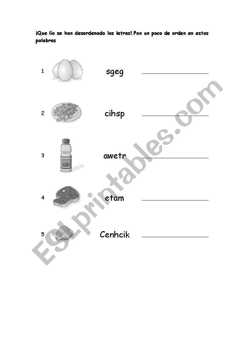 Food worksheet