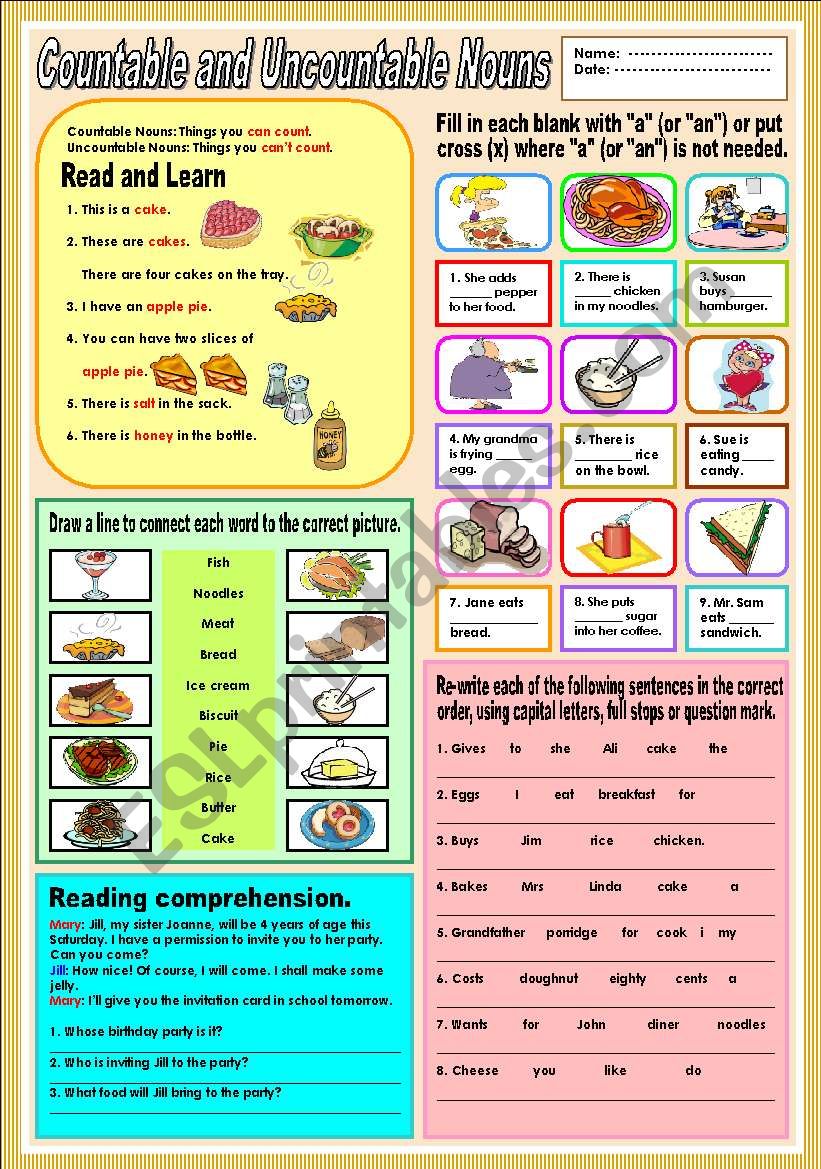 There Is There Are Countable And Uncountable Nouns Exercises Pdf 