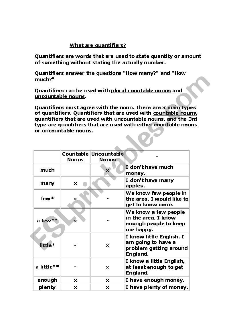 quantifiers worksheet