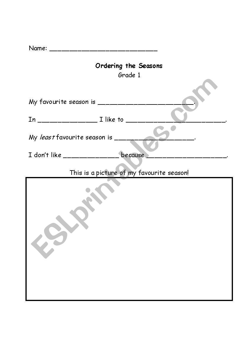 Ordering the Seasons worksheet