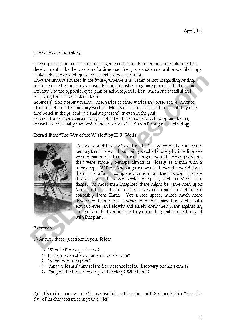 The Science Fiction Story worksheet