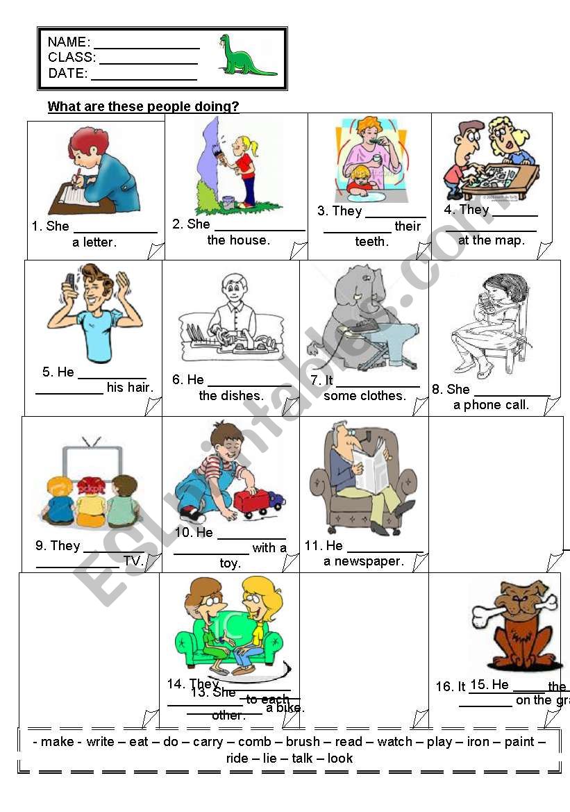 PRESENT PROGRESSIVE TENSE ESL Worksheet By LUCKYNUMBER2010