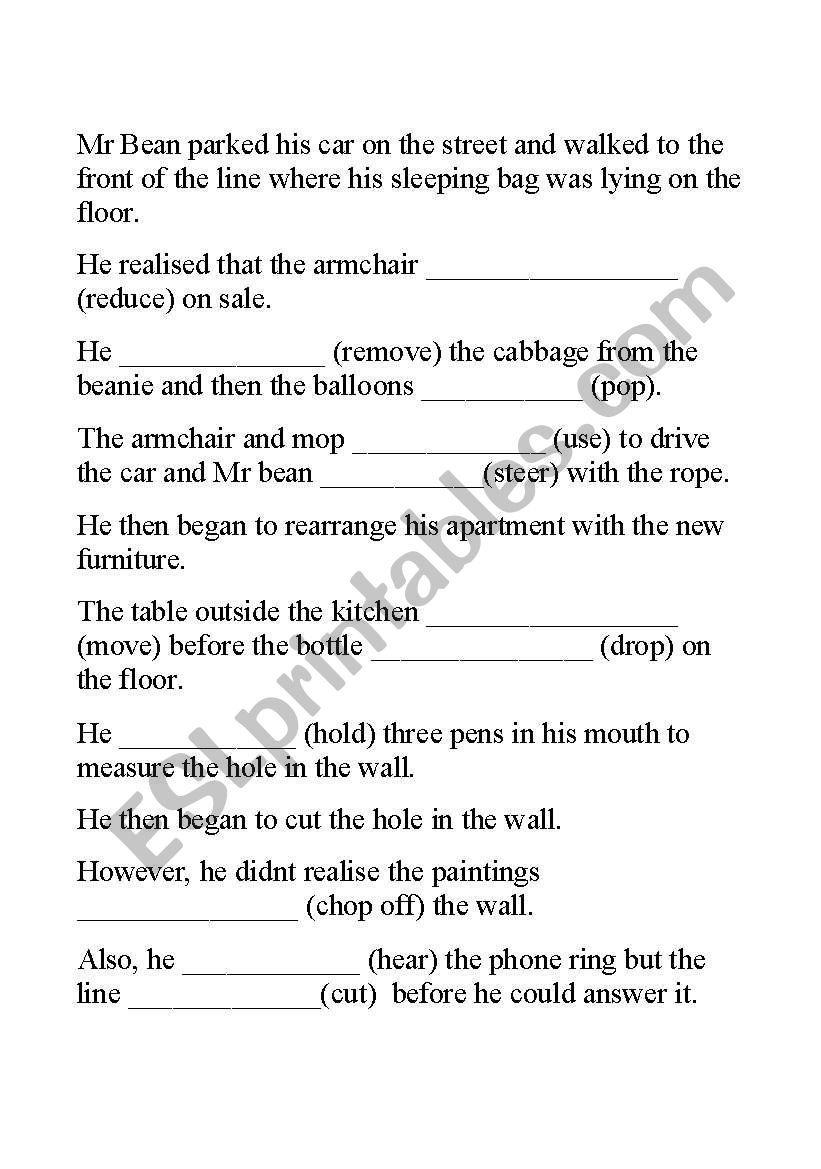 Mr Bean - passive worksheet