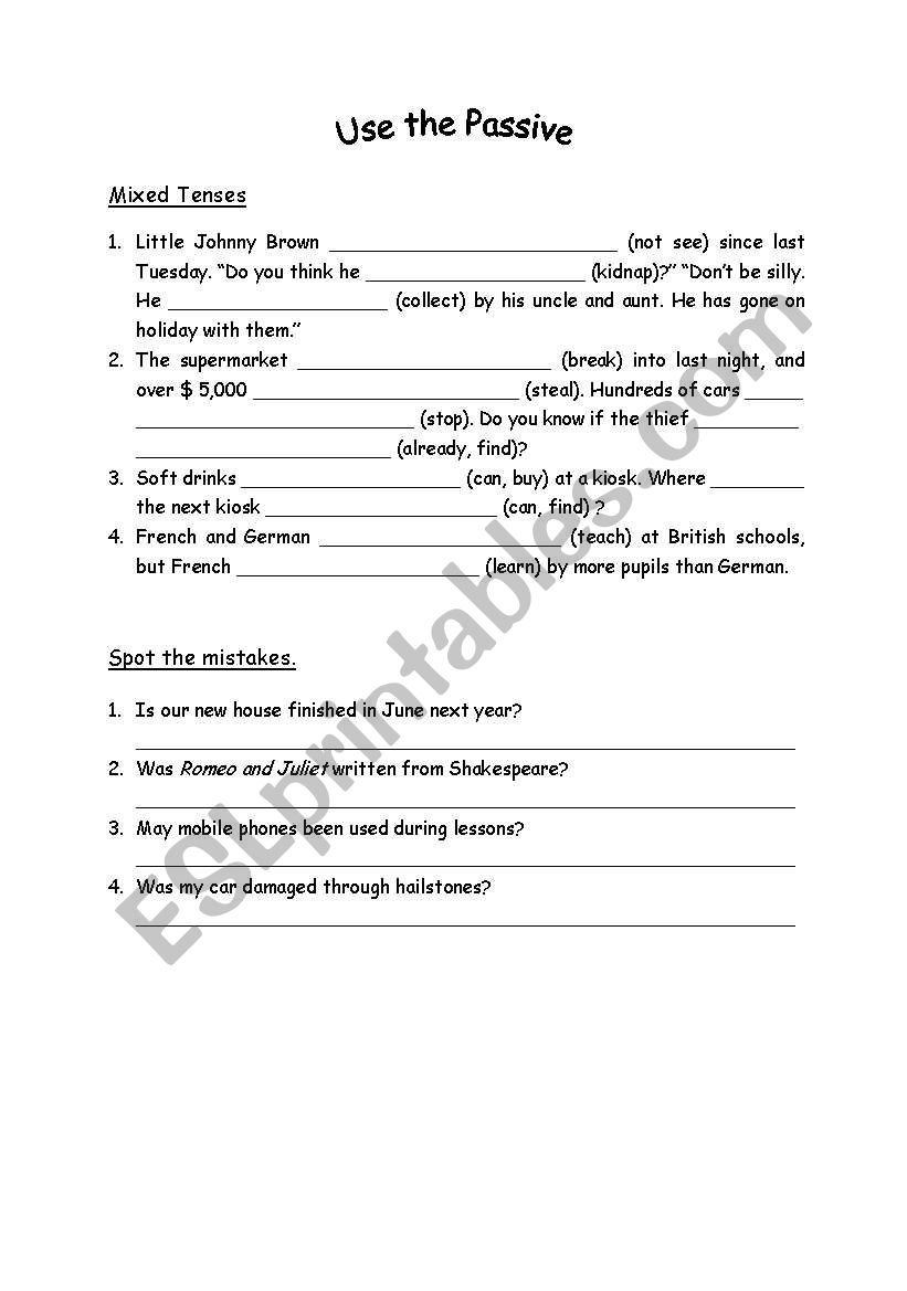 Passive Voice worksheet